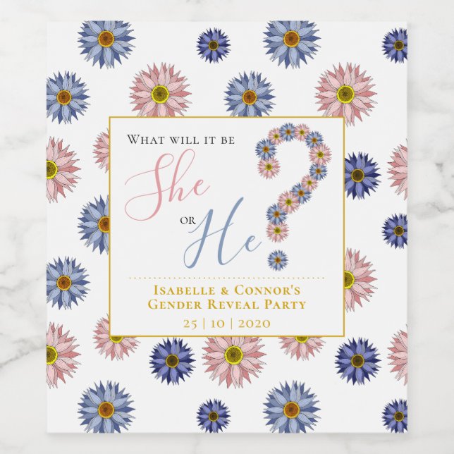 Elegantes Party in Rosa und Blüten Weinetikett (Einzelnes Label)