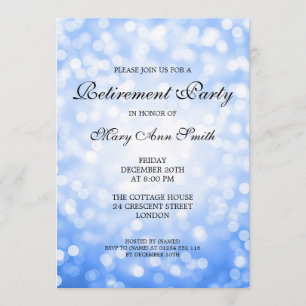 Elegantes Party Pension Blauer Glitzer Lichter Einladung