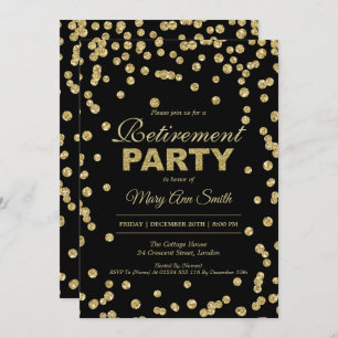 Elegantes Party Pension Gold Glitzer Confetti Einladung