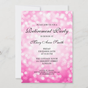 Elegantes Party Ruhestand Rosa Glitzer Lichter Einladung