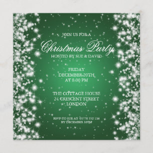Elegantes Party Sparkle Green Einladung