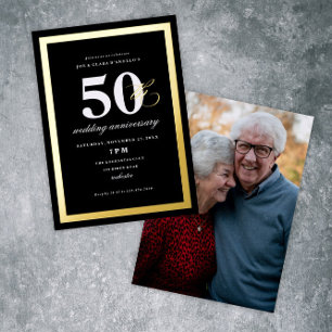 Elegantes Party zum 50. Hochzeitstag Folieneinladung