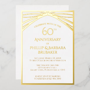 Elegantes Party zum 60. Hochzeitstag Gold Folieneinladung
