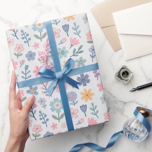 Elegantes Pastel Blume Wrapping Paper|Floral Wrap Geschenkpapier (Schenken)
