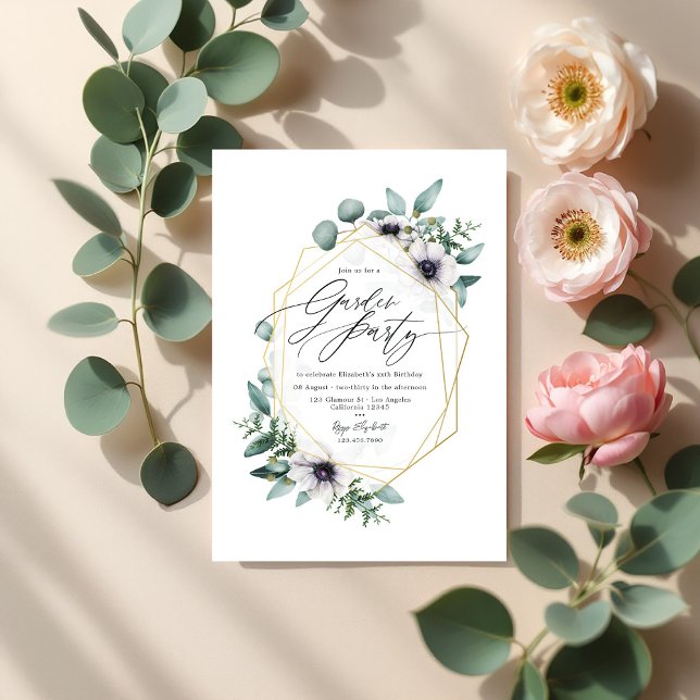 Elegantes Pastel Eucalyptus und Anemone Garden Par Einladung (Elegant Pastel Eucalyptus and Anemone Garden Party Invitation)