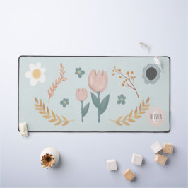 Elegantes Pastel Floral Modernes Monogramm Schreibtischunterlage