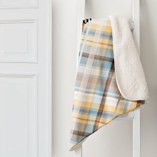 Elegantes Pastel Kariertes Muster Sherpa Blanket Sherpadecke