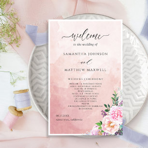 Elegantes Pastel Lila Floral Wedding Programm