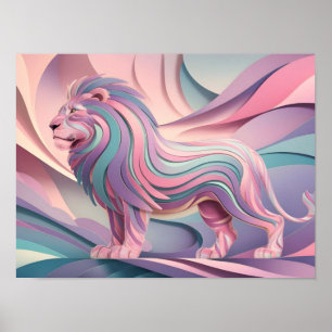 Elegantes Pastel Lion Abstraktes Tapete Poster