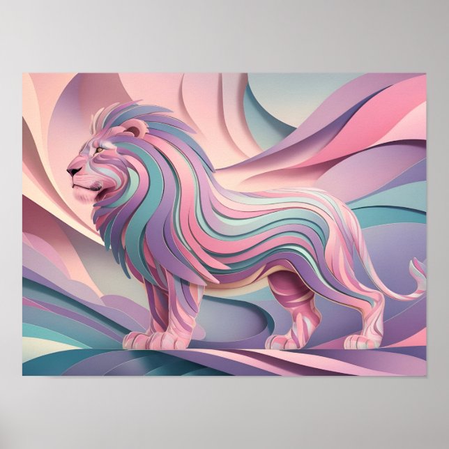 Elegantes Pastel Lion Abstraktes Tapete Poster (Vorne)