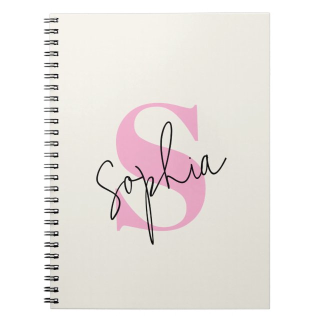 Elegantes Pastel Monogram Spiral Notebook Notizblock (Vorderseite)