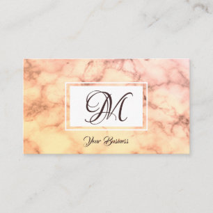 Elegantes Pastel Orange Marmor Stilvolles Monogram Visitenkarte