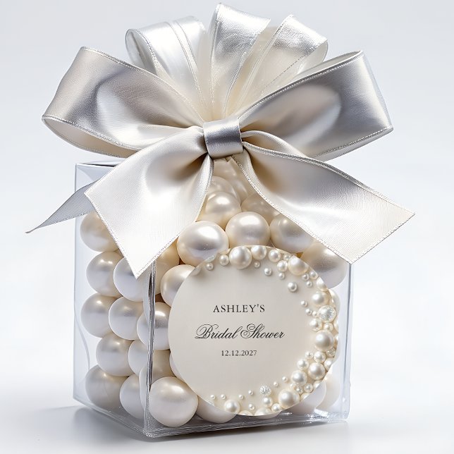 Elegantes Pastel Pearls Brautparty Runder Aufkleber (Von Creator hochgeladen)