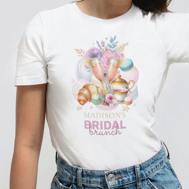 Elegantes Pastel Pink Gold Glitzer Bridal Brunch T-Shirt (Von Creator hochgeladen)