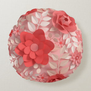 Elegantes Pastel Pink Paper Blume Rundkissen Rundes Kissen