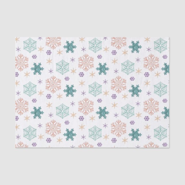 Elegantes Pastel Snowflake Muster Seidenpapier (Vorderseite)