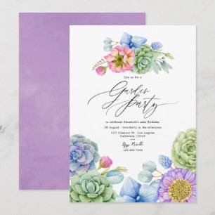 Elegantes Pastel Succulent Garden Party Einladung
