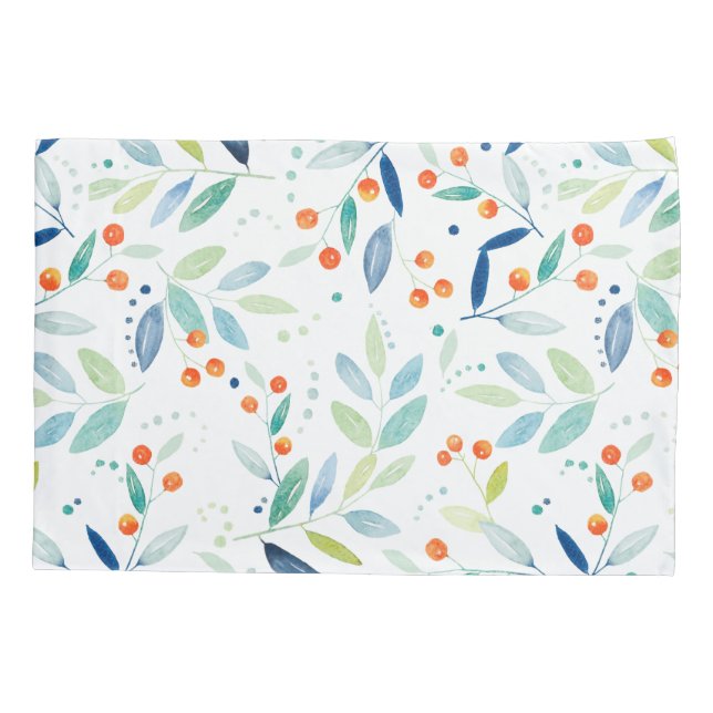 Elegantes Pastel Wasserfarben Botanisches Muster Kissenbezug (Rückseite)