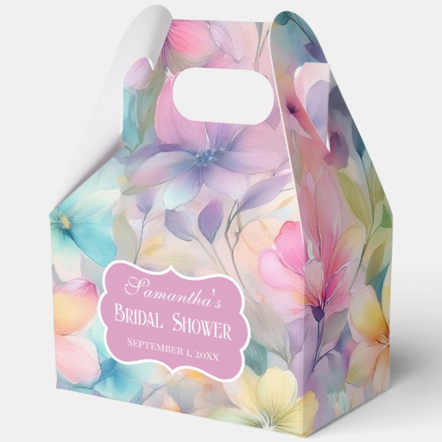 Elegantes Pastel Watercolor Florals Brautparty Geschenkschachtel (Vorderseite)