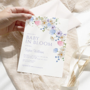 Elegantes Pastel Wildblume Baby in Blütendusche Einladung