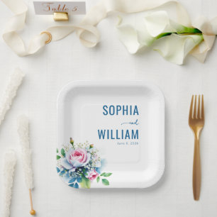 Elegantes Pastell-Blumenbouquet Pappteller