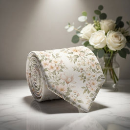 Elegantes Pastell-Blumenmuster auf sanftem Weiß Krawatte