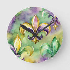 Elegantes Pastell-Mardi Gras Runde Wanduhr