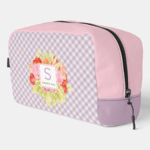 Elegantes Pastell-Violett-Rosa-Gingham-Karomuster Waschbeutel