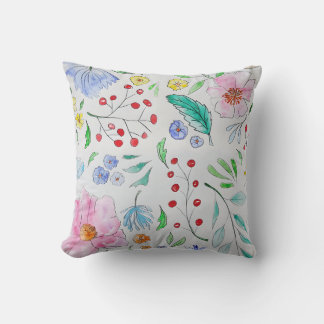 Elegantes Pastell-Wasserfarben-Blumenmuster-Wurfki Kissen