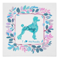 Elegantes Pastellblau-Pudel-Plakat | Personalisier