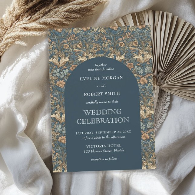 Elegantes pastellblaues Elfenbein Blumenmuseum Einladung (Elegant pastel blue ivory floral Art Nouveau Invitation)