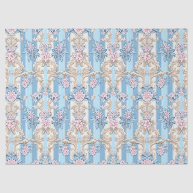 Elegantes pastellfarbenes Barockmuster Seidenpapier (Vorderseite)