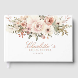 Elegantes pastellfarbenes Blume Bouquet Brautparty Gästebuch