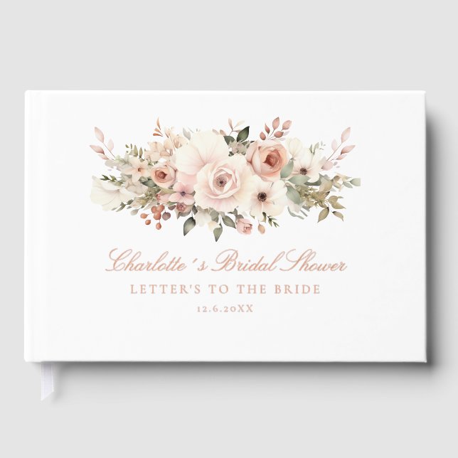 Elegantes pastellfarbenes Blume Bouquet Brautparty Gästebuch (Vorderseite)