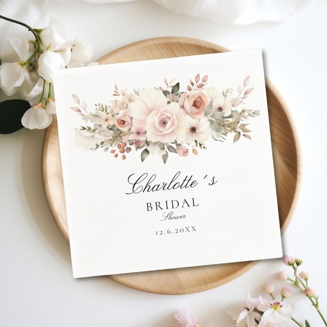 Elegantes pastellfarbenes Blume Bouquet Brautparty Serviette (Personalized Elegant pastel flower bouquet Bridal Shower Napkins)