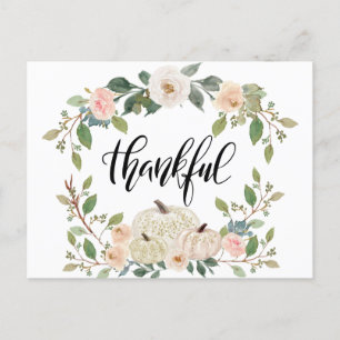 Elegantes, pastellfarbenes, florales Thanksgiving- Postkarte