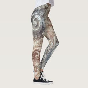 Elegantes, pastellfarbenes Spitzenmuster Leggings