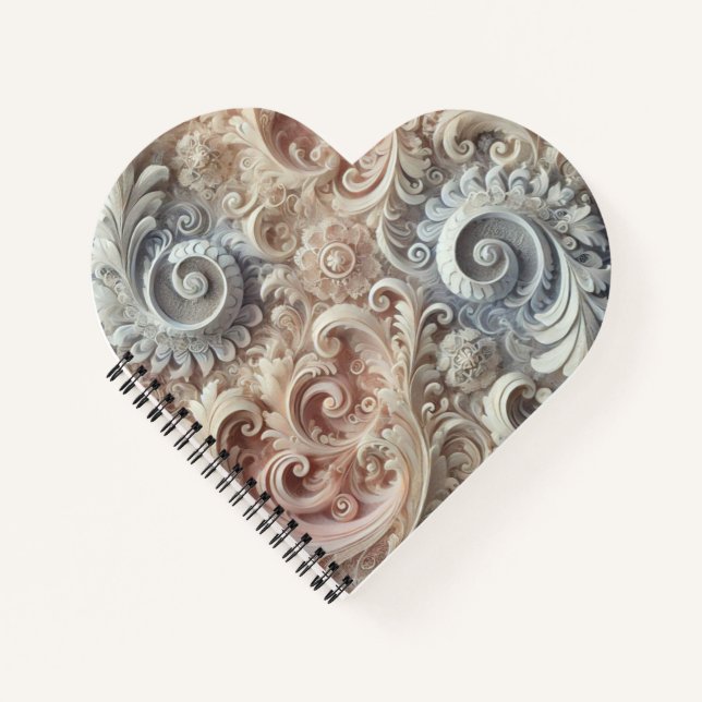 Elegantes, pastellfarbenes Spitzenmuster Notizbuch (Vorderseite)