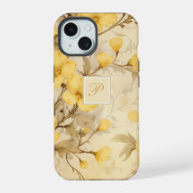 Elegantes Pastellgelbes Primrose Monogramm