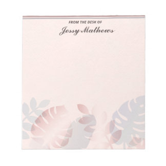 ELEGANTES PASTELLROSA WATERCOLOR BOTANISCHES TEMPL NOTIZBLOCK
