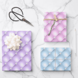 Elegantes Patel Blau, Lila und Rosa Diamant-Tuftin Geschenkpapier Set