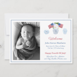 Elegantes Patriotic Baby Birth Stats Welcome Pictu Ankündigung