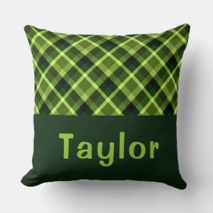Elegantes Pea Green Kariert Monogram Big Throw Kis Kissen