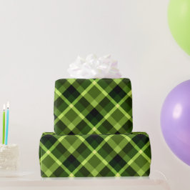 Elegantes Pea Green Kariert Pattern Wrapping Paper Geschenkpapier