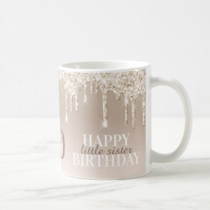 Elegantes Peach - Beige Imitate Glitzer Geburtstag Kaffeetasse