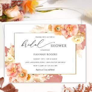 Elegantes Peach, Blush and Rost Orange Brautparty Einladung