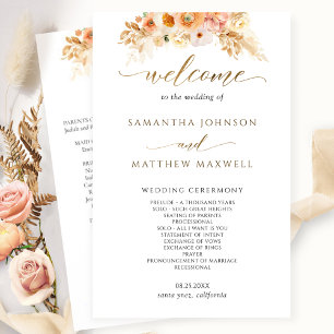 Elegantes Peach Blush Delight Floral Wedding Progr