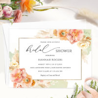 Elegantes Peach, Blush und grünes Brautparty