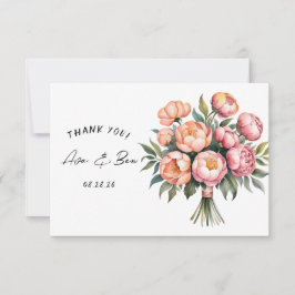 Elegantes Peach Bouquet mit Diamonds Dankeschön-Ka Save The Date