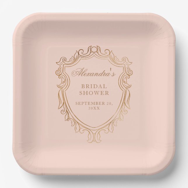 Elegantes Peach Brautparty Party Pappteller (Vorderseite)